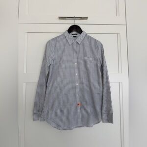 Theory White and Blue Check Button-Down Shirt